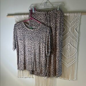 Honeydew Intimates Leopard Print Pajama Set in Tan and Black